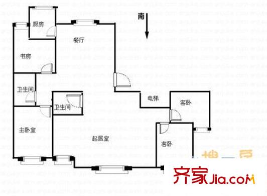 麗豪園戶型圖戶型圖 4室2廳2衛(wèi)1廚