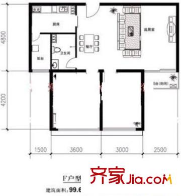 杨庄15号院户型图户型图 2室1厅1卫1厨