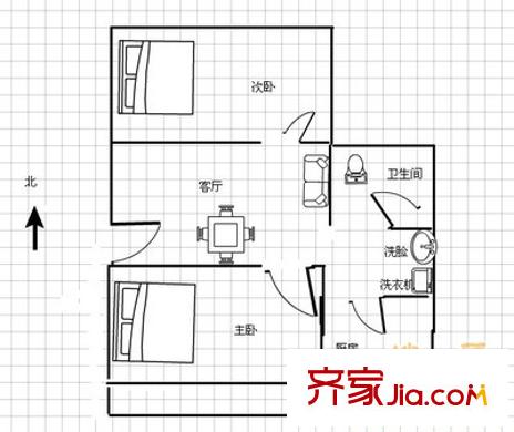 月华轩 2室 户型图