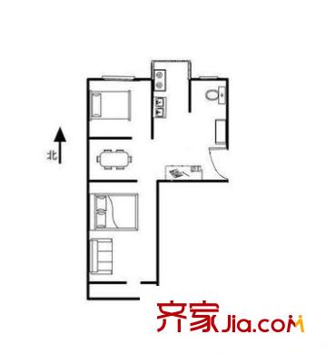 月华轩 2室 户型图