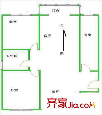 石园东苑户型图户型图 2室2厅1卫1厨