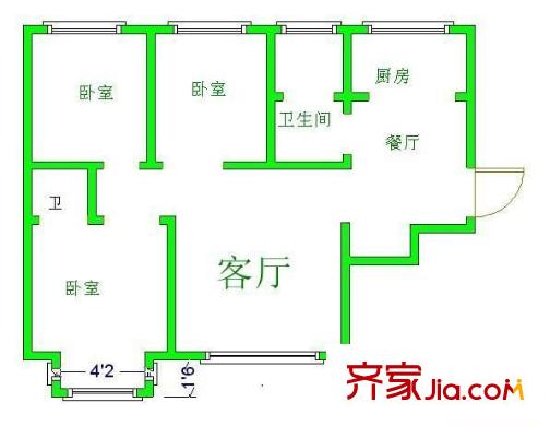 檀宫秀府 3室 户型图