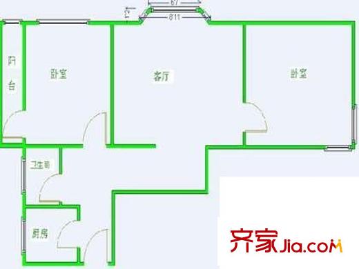 枣营西里户型图户型图 2室1厅1卫1厨