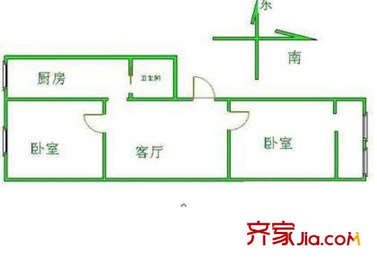 枣营西里户型图户型图 2室1厅1卫1厨