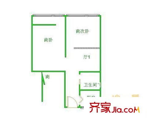 西四北大街160号户型图户型图 2室1厅1卫1厨