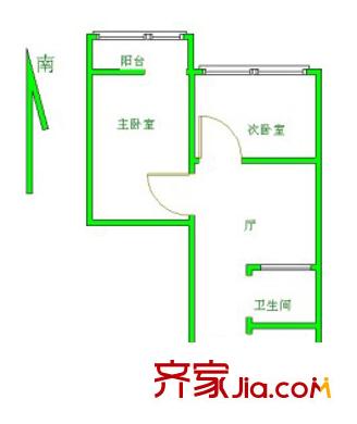 西四北大街160号户型图户型图 2室1厅1卫1厨