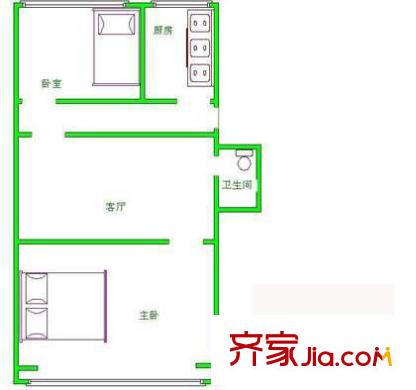 万寿路西街11号院户型图户型图 2室1厅1卫1厨