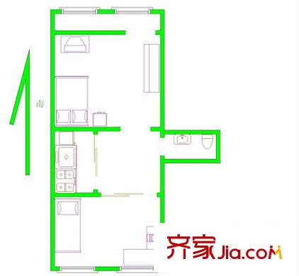 安德路小区户型图户型图 2室1厅1卫1厨