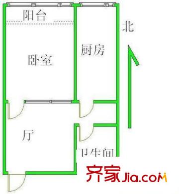物华大厦 1室 户型图