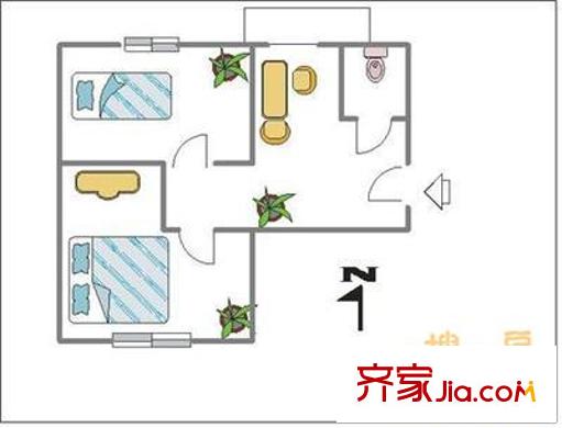 骚子营 2室 户型图