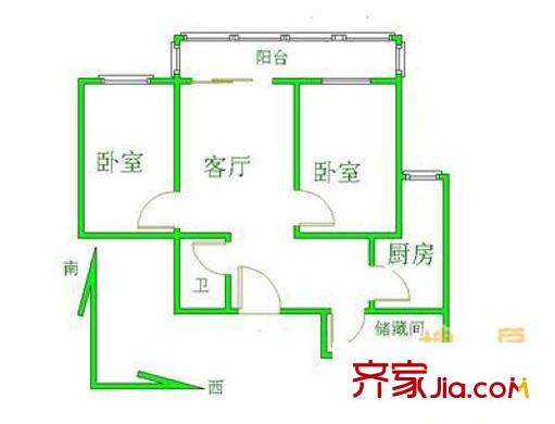 瑞莲家园 2室 户型图