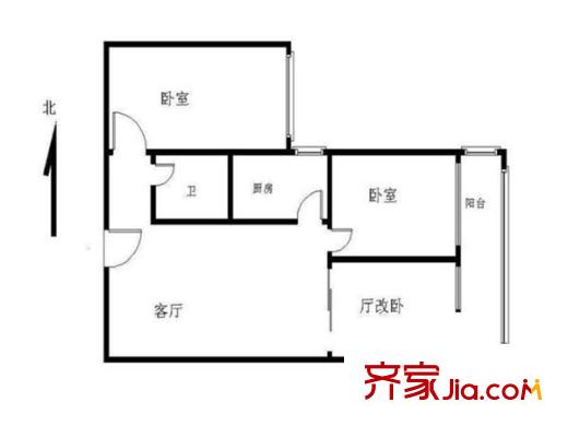 红庙西里 2室 户型图