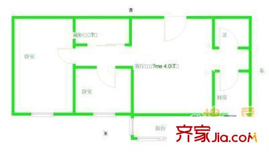 皓月苑户型图户型图 2室1厅1卫1厨