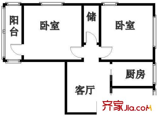 北三环中路12号院 2室 户型图
