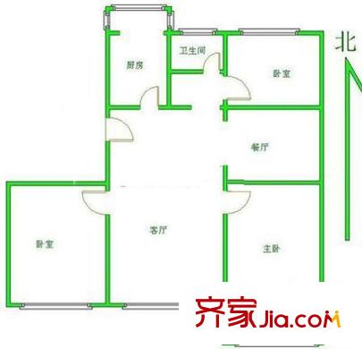 杨庄15号院户型图户型图 3室2厅1卫1厨
