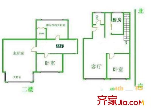 杨庄15号院户型图户型图 3室2厅1卫1厨