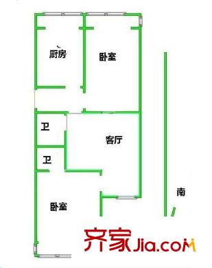 月华轩 2室 户型图