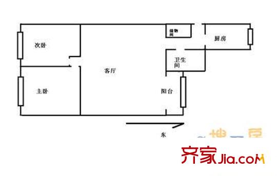月华轩 2室 户型图