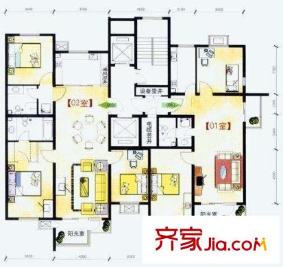 月华轩 4室 户型图
