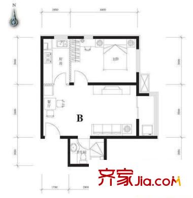檀州家园 1室 户型图
