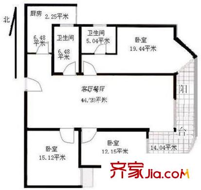 雍和家园二期 3室 户型图