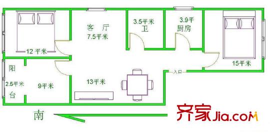 农光南路小区户型图户型图 2室2厅1卫1厨