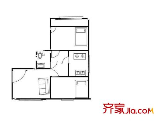 万寿路西街11号院户型图2室 户型图 2室1厅1卫1厨
