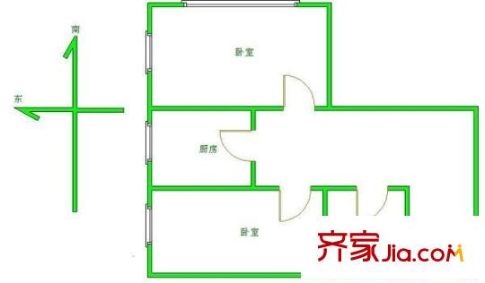 万寿路西街11号院户型图2室 户型图 2室1厅1卫1厨