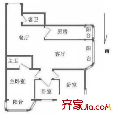 物华大厦 3室 户型图