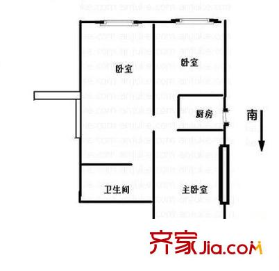 物华大厦 1室 户型图