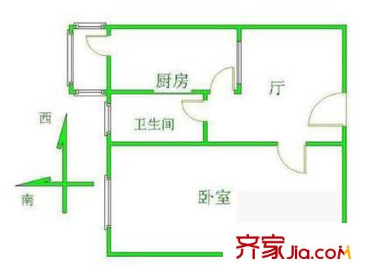 西单宿舍户型图户型图 1室1厅1卫1厨