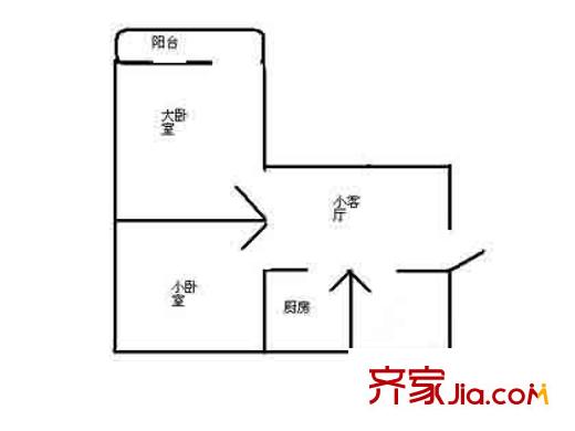 白纸坊北里户型图户型图 2室1厅1卫1厨