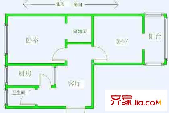 白纸坊北里户型图户型图 2室1厅1卫1厨