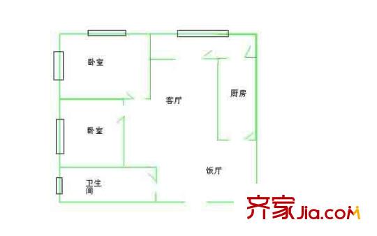 白纸坊北里户型图户型图 2室2厅1卫1厨