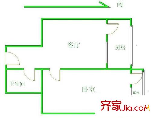 向军南里 1室 户型图
