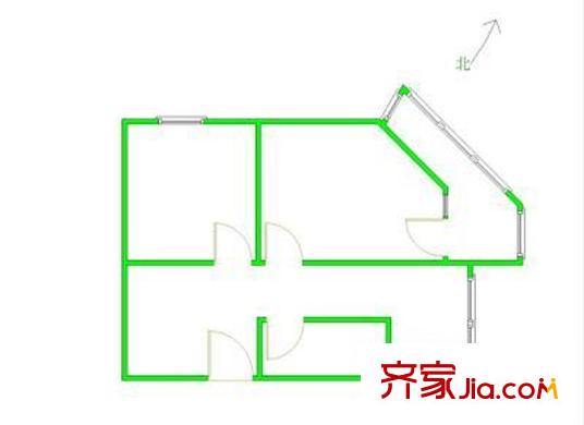 向军南里户型图户型图 2室1厅1卫1厨