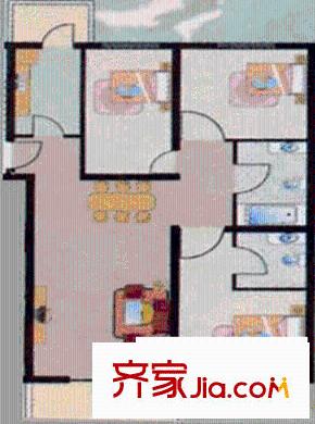 皓月苑户型图户型图 3室1厅1卫1厨