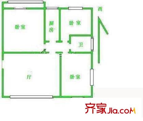 增光路21号院户型图户型图 3室1厅1卫1厨