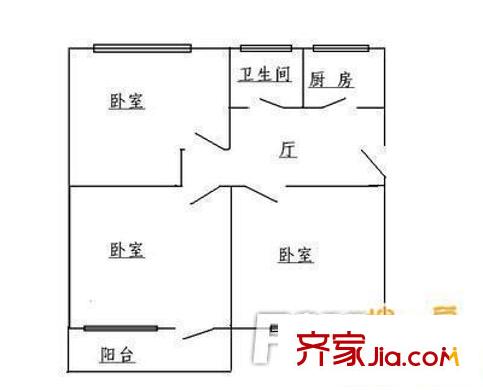 中关村南大街5号院户型图户型图 3室1厅1卫1厨