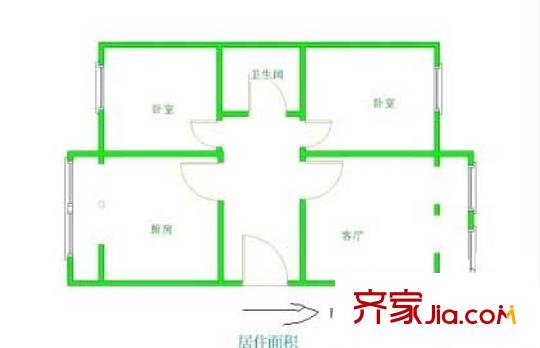 西山小镇户型图户型图 2室2厅1卫1厨