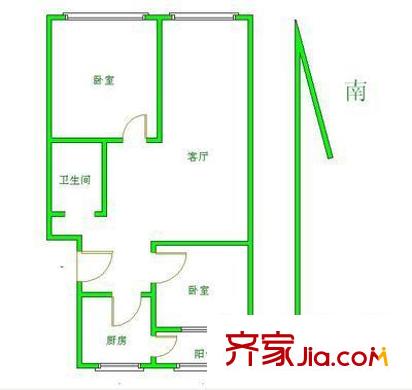 前进花园玉兰苑户型图户型图 2室1厅1卫1厨