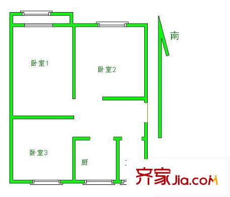 莲花池东路9号院户型图户型图 3室1厅1卫1厨