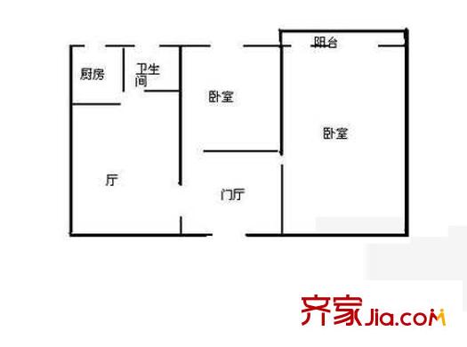 莲花池东路9号院户型图户型图 2室2厅1卫1厨