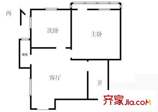 莲花池东路9号院户型图户型图 2室1厅1卫1厨