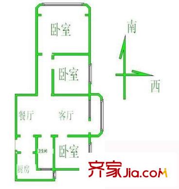 雍和家园二期户型图户型图 3室2厅1卫1厨