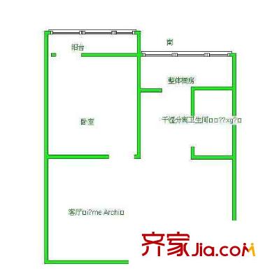 白纸坊北里户型图户型图 1室1厅1卫1厨