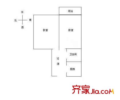 白纸坊北里户型图户型图 2室1卫1厨