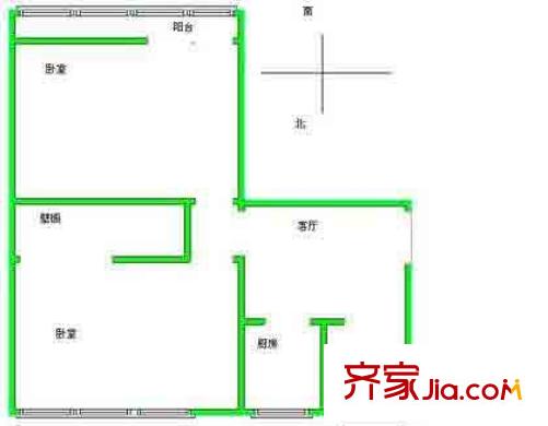 白纸坊北里户型图户型图 2室1厅1卫1厨
