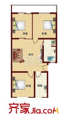 兴谷家园户型图3室1厅1卫92平米 3室1厅1卫1厨