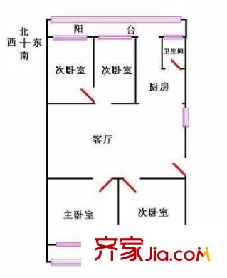 馬連道西里戶型圖戶型圖 4室1廳1衛(wèi)1廚